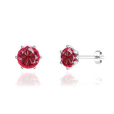 ELOISE - Round Ruby Platinum Lotus Leaf Stud Earrings Earrings Lily Arkwright