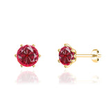 ELOISE - Round Ruby 18k Yellow Gold Lotus Leaf Stud Earrings Earrings Lily Arkwright