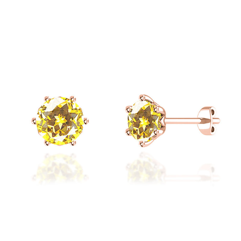 ELOISE - Round Yellow Sapphire 18k Rose Gold Lotus Leaf Stud Earrings Earrings Lily Arkwright