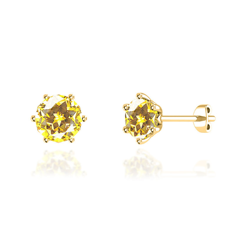ELOISE - Round Yellow Sapphire 18k Yellow Gold Lotus Leaf Stud Earrings Earrings Lily Arkwright