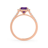 ESME - Lab-Grown Alexandrite & Diamond 18k Rose Gold Halo Engagement Ring Lily Arkwright