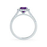 ESME - Lab-Grown Alexandrite & Diamond Platinum 950 Halo Engagement Ring Lily Arkwright