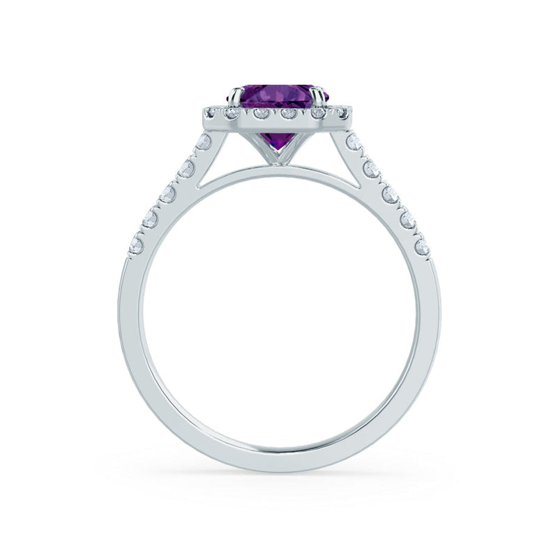 ESME - Lab-Grown Alexandrite & Diamond Platinum 950 Halo Engagement Ring Lily Arkwright