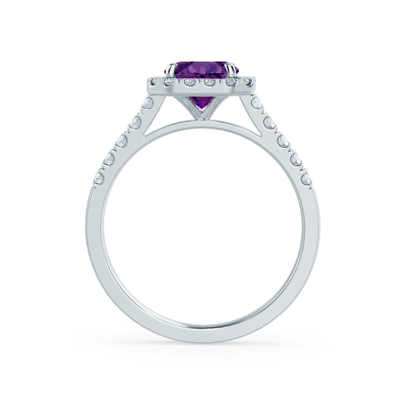 ESME - Lab-Grown Alexandrite & Diamond 18k White Gold Halo Engagement Ring Lily Arkwright
