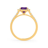 ESME - Lab-Grown Alexandrite & Diamond 18k Yellow Gold Halo Engagement Ring Lily Arkwright