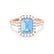 ESME - Emerald Lab-Grown Aqua Spinel & Diamond 18k Rose Gold Halo Engagement Ring Lily Arkwright