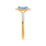 ESME - Lab-Grown Aqua Spinel & Diamond 18k Yellow Gold Halo Engagement Ring Lily Arkwright
