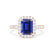 ESME - Emerald Lab-Grown Blue Sapphire & Diamond 18K Rose Gold Halo Engagement Ring Lily Arkwright