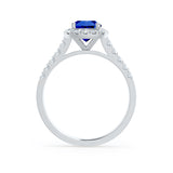 ESME - Lab-Grown Blue Sapphire & Diamond Platinum Halo Engagement Ring Lily Arkwright