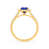 ESME - Lab-Grown Blue Sapphire & Diamond 18K Yellow Gold Halo Engagement Ring Lily Arkwright