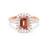 ESME - Emerald Lab-Grown Champagne Sapphire & Diamond 18k Rose Gold Halo Engagement Ring Lily Arkwright