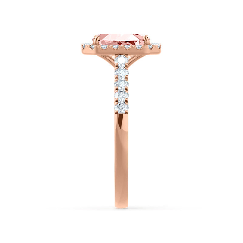 ESME - Lab-Grown Champagne Sapphire & Diamond 18k Rose Gold Halo Engagement Ring Lily Arkwright