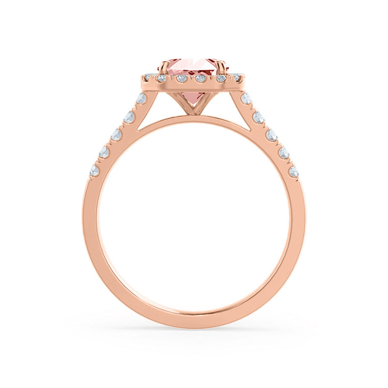 ESME - Lab-Grown Champagne Sapphire & Diamond 18k Rose Gold Halo Engagement Ring Lily Arkwright