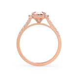 ESME - Radiant Lab-Grown Champagne Sapphire & Diamond 18k Rose Gold Halo Engagement Ring Lily Arkwright