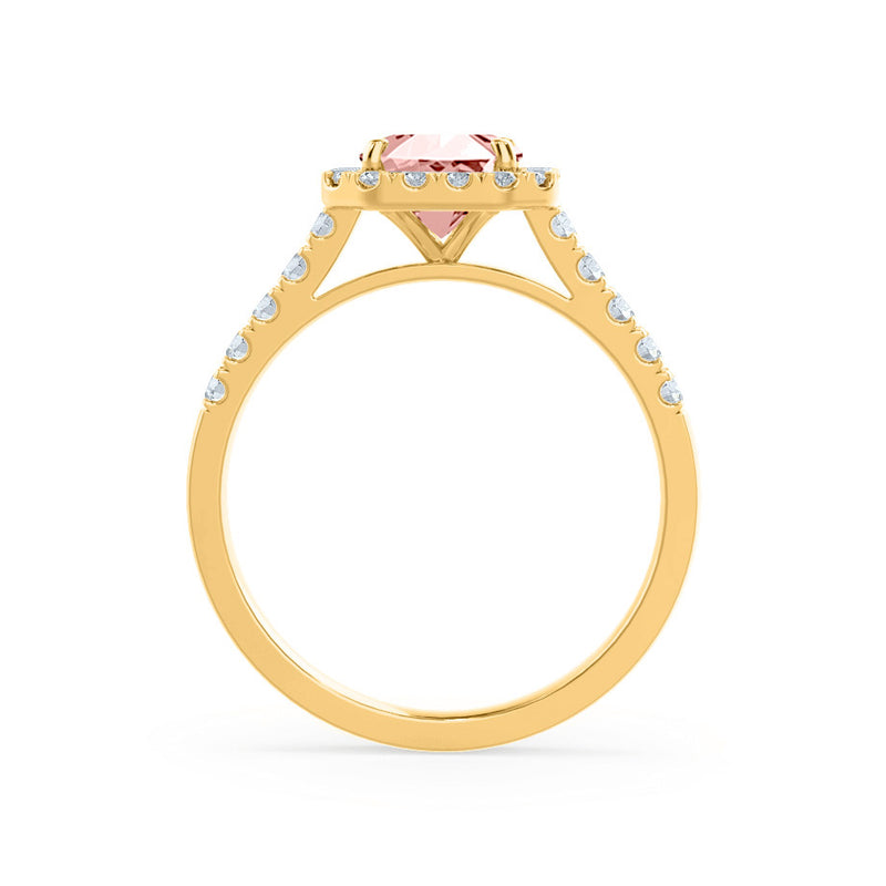 ESME - Lab-Grown Champagne Sapphire & Diamond 18k Yellow Gold Halo Engagement Ring Lily Arkwright