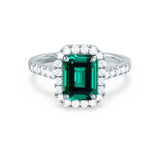 ESME - Emerald Lab-Grown Emerald & Diamond Platinum Ring Engagement Ring Lily Arkwright