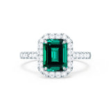 ESME - Emerald Lab-Grown Emerald & Diamond 18K White Gold Ring Engagement Ring Lily Arkwright