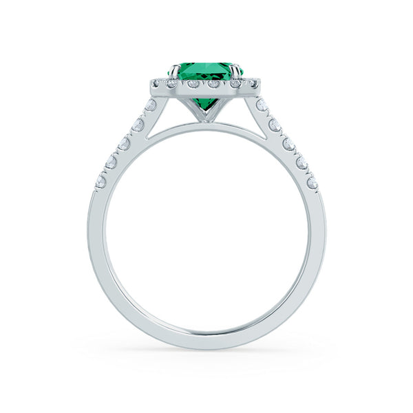 ESME - Lab-Grown Emerald & Diamond Platinum Ring Engagement Ring Lily Arkwright