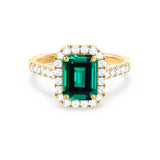 ESME - Emerald Lab-Grown Emerald & Diamond 18K Yellow Gold Ring Engagement Ring Lily Arkwright
