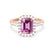ESME - Emerald Lab-Grown Pink Sapphire & Diamond 18k Rose Gold Halo Engagement Ring Lily Arkwright