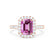 ESME - Emerald Lab-Grown Pink Sapphire & Diamond 18k Rose Gold Halo Engagement Ring Lily Arkwright