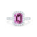 ESME - Emerald Lab-Grown Pink Sapphire & Diamond 18k White Gold Halo Engagement Ring Lily Arkwright