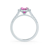 ESME - Lab-Grown Pink Sapphire & Diamond Platinum 950 Halo Engagement Ring Lily Arkwright