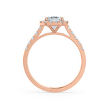 ESME - Emerald Lab Diamond & Diamond 18k Rose Gold Halo Engagement Ring Lily Arkwright