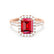 ESME - Emerald Lab-Grown Ruby & Diamond 18k Rose Gold Halo Engagement Ring Lily Arkwright