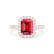 ESME - Emerald Lab-Grown Ruby & Diamond 18k Rose Gold Halo Engagement Ring Lily Arkwright