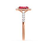 ESME - Lab-Grown Ruby & Diamond 18k Rose Gold Halo Engagement Ring Lily Arkwright