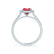 ESME - Radiant Lab-Grown Ruby & Diamond Platinum 950 Halo Engagement Ring Lily Arkwright