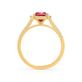 ESME - Lab-Grown Ruby & Diamond 18k Yellow Gold Halo Engagement Ring Lily Arkwright