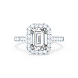 ESME - Emerald Lab Diamond & Diamond 18k White Gold Halo Engagement Ring Lily Arkwright