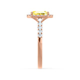 ESME - Radiant Lab-Grown Yellow Sapphire & Diamond 18k Rose Gold Halo Engagement Ring Lily Arkwright