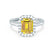 ESME - Emerald Lab-Grown Yellow Sapphire & Diamond 18k White Gold Halo Engagement Ring Lily Arkwright