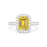 ESME - Emerald Lab-Grown Yellow Sapphire & Diamond Platinum 950 Halo Engagement Ring Lily Arkwright