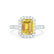 ESME - Emerald Lab-Grown Yellow Sapphire & Diamond 18k White Gold Halo Engagement Ring Lily Arkwright