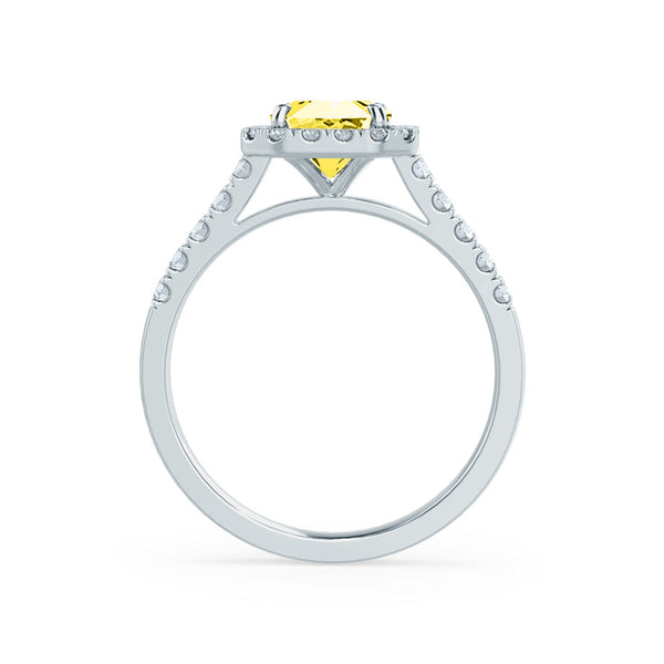 ESME - Lab-Grown Yellow Sapphire & Diamond Platinum 950 Halo Engagement Ring Lily Arkwright