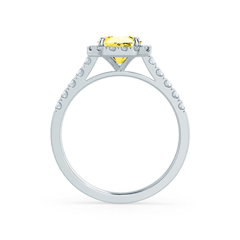 ESME - Lab-Grown Yellow Sapphire & Diamond 18k White Gold Halo Engagement Ring Lily Arkwright