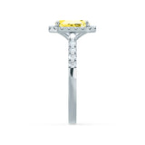 ESME - Radiant Lab-Grown Yellow Sapphire & Diamond Platinum 950 Halo Engagement Ring Lily Arkwright