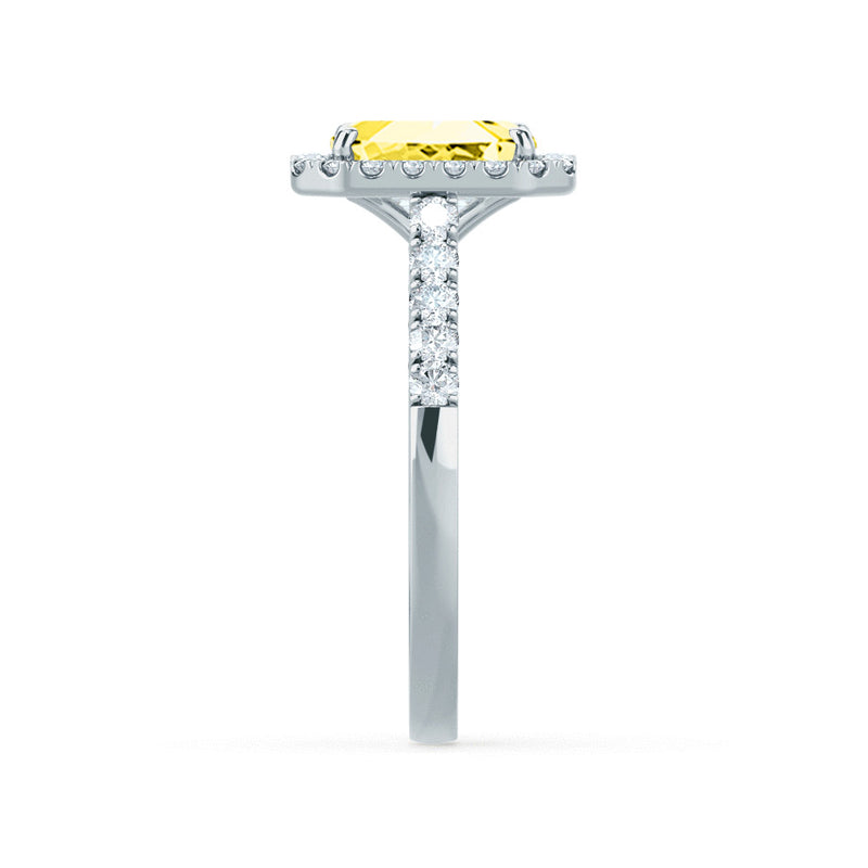 ESME - Lab-Grown Yellow Sapphire & Diamond 18k White Gold Halo Engagement Ring Lily Arkwright