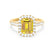 ESME - Emerald Lab-Grown Yellow Sapphire & Diamond 18k Yellow Gold Halo Engagement Ring Lily Arkwright