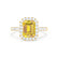 ESME - Emerald Lab-Grown Yellow Sapphire & Diamond 18k Yellow Gold Halo Engagement Ring Lily Arkwright