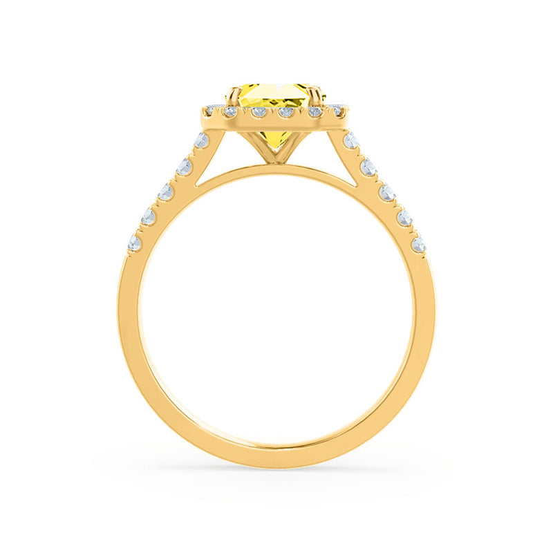 ESME - Radiant Lab-Grown Yellow Sapphire & Diamond 18k Yellow Gold Halo Engagement Ring Lily Arkwright