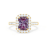 ESME - Radiant Lab-Grown Alexandrite & Diamond 18k Yellow Gold Halo Engagement Ring Lily Arkwright