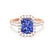 ESME - Radiant Lab-Grown Blue Sapphire & Diamond 18k Rose Gold Halo Engagement Ring Lily Arkwright