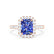 ESME - Radiant Lab-Grown Blue Sapphire & Diamond 18k Rose Gold Halo Engagement Ring Lily Arkwright