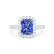 ESME - Radiant Lab-Grown Blue Sapphire & Diamond Platinum 950 Halo Engagement Ring Lily Arkwright