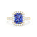 ESME - Radiant Lab-Grown Blue Sapphire & Diamond 18k Yellow Gold Halo Engagement Ring Lily Arkwright